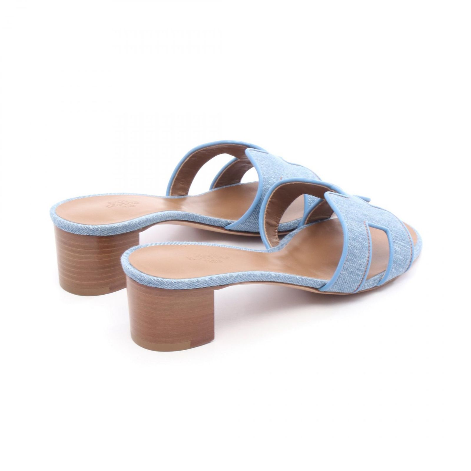 エルメス HERMES ミュール オアジス デニム デニム レザー オアシス レディース ♥