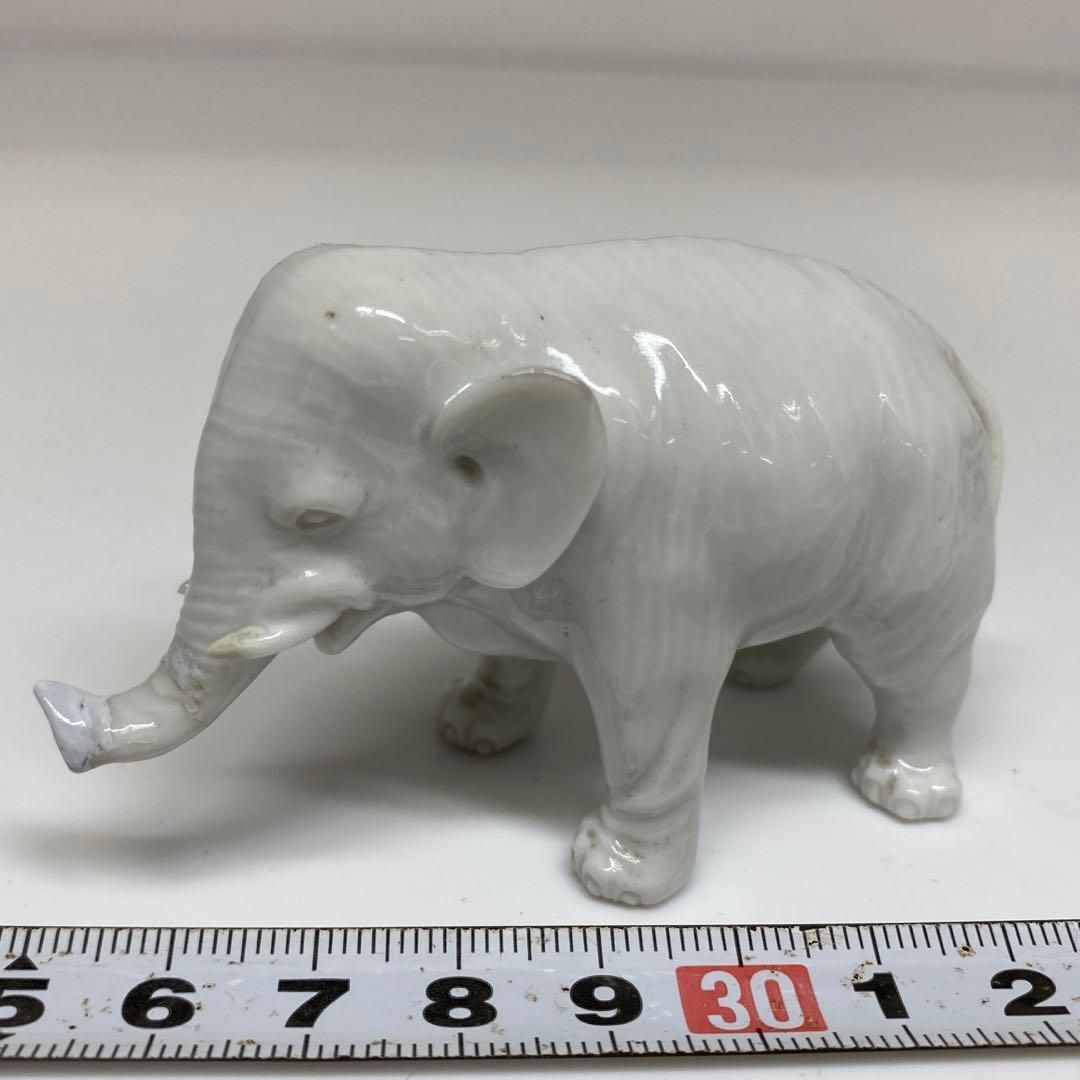 真葛 白磁 象 幅約7.5㎝ 東さ6-0920④