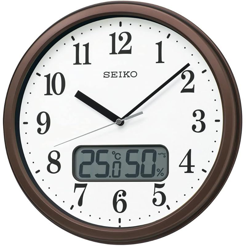 セイコークロック(Seiko Clock) 掛け時計 電波 アナログ 温度 湿度 表示 04:茶メタリック 02:直径31cm KX244B 0