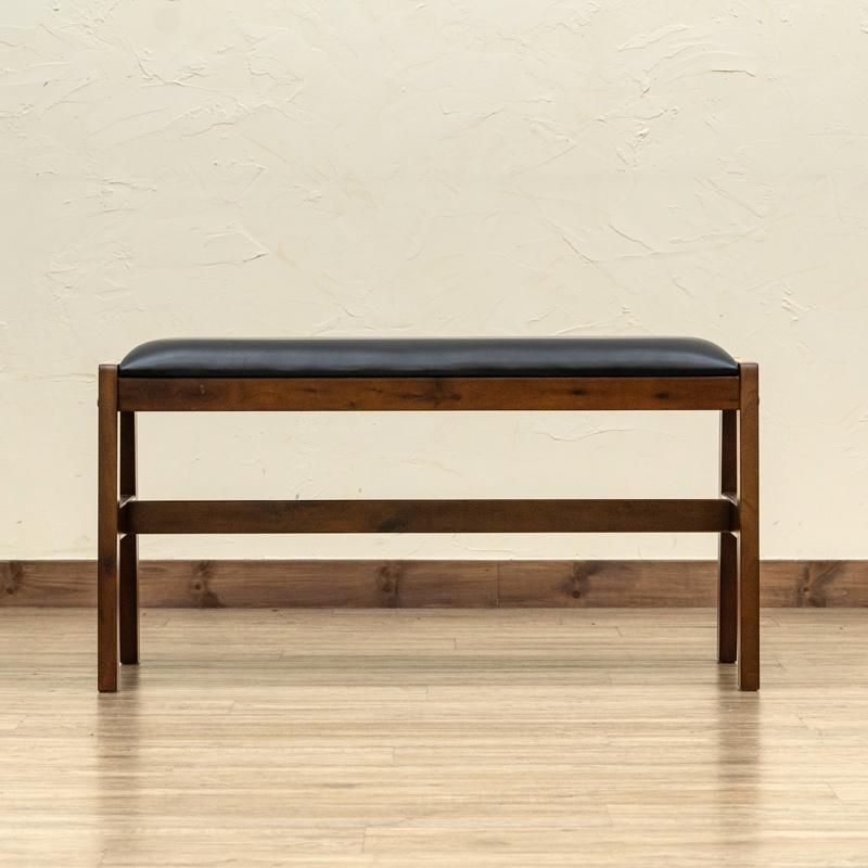 ダイニングベンチ 85cm幅 シンプル 長椅子 マホガニー材 PVC 合成皮革