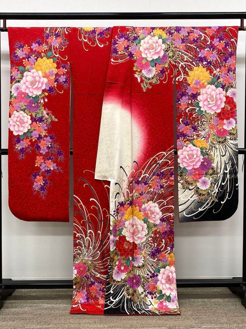 振袖 豪華 ラメ刺繍 金彩 紋意匠 牡丹 身丈168cm 撥水加工済 MO3140 