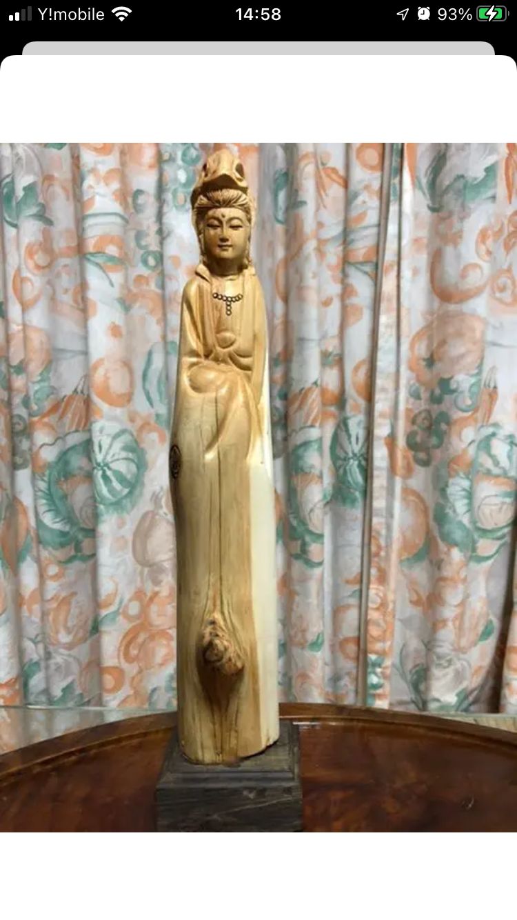 ヒノキ（太行山崖柏）崖柏（ヤーバイ) 天然 見惚れ 木彫 観音仏像