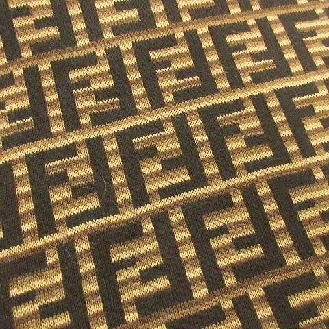 美品　FENDI フェンディ　FF　ズッカ柄　マフラー　ウール　ブラウン フェンディ FENDI 美品 ズッカ柄 マフラー ウール ストール
