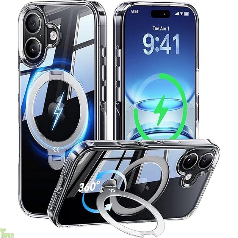 透き通る上質感 定点360°回転 CASEKOO iPhone 17 用ケース クリア 耐黄変 横縦両立 角度自在 MagSafe対応 米軍規格保護 耐衝撃 高耐久性 超強磁力 最大25W急速充電対応 感 フィット感 ラップホール付き 透明 いph