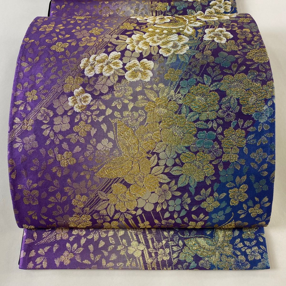 袋帯 美品 秀品 桜 蝶 金糸 箔 紫 六通 正絹 【中古】 - メルカリ