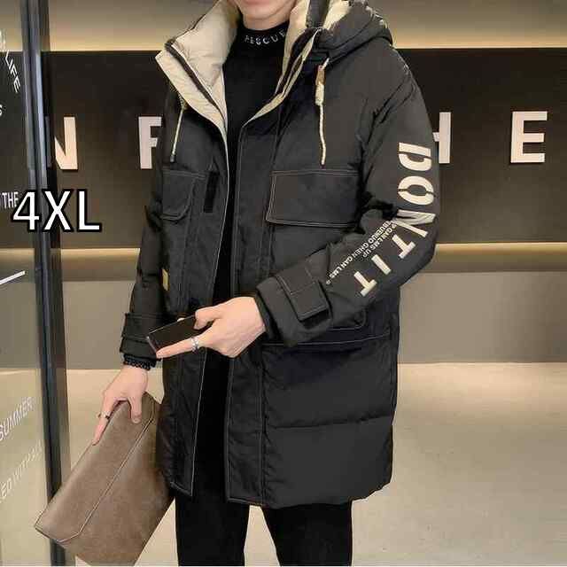 4XL 秋冬 コーデ メンズ 服 シンプル ファッション オシャレ 大人 かっこいい 大きいサイズ ストリート 紳士服 ハイエンド ミドル丈 フード付き ダウン ジャケット 厚手 ワークジャケット