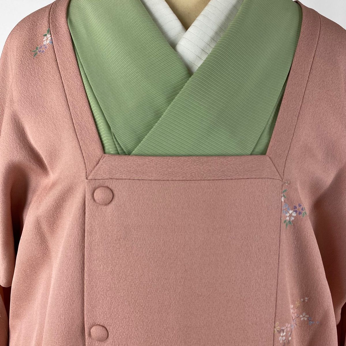 道行 身丈105cm 裄丈69.5cm L 和装コート 角衿 桜 菊 ピンク 正絹 美品  