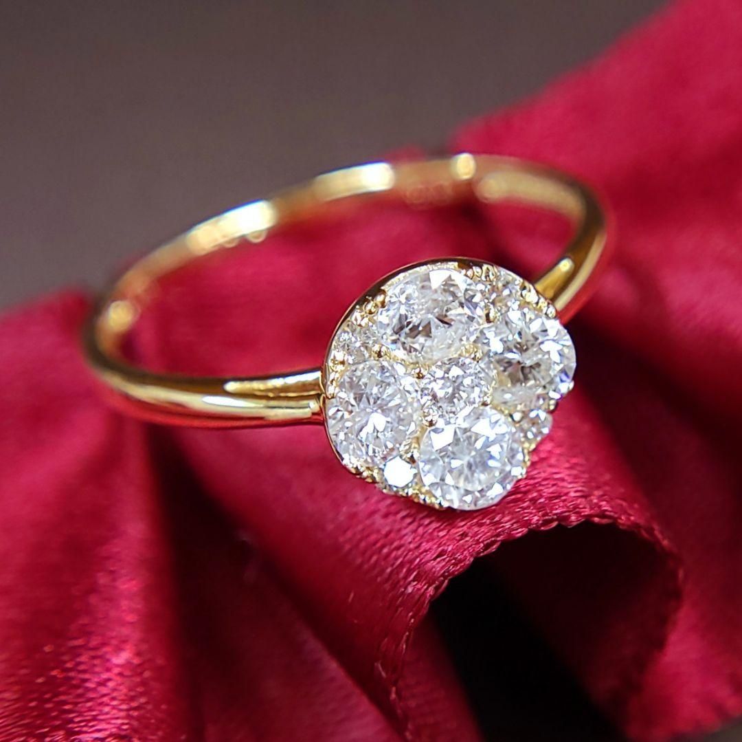 深緑(ふかみどり) まるで2ct！0.6ct ダイヤモンド K18 YG リング 鑑別