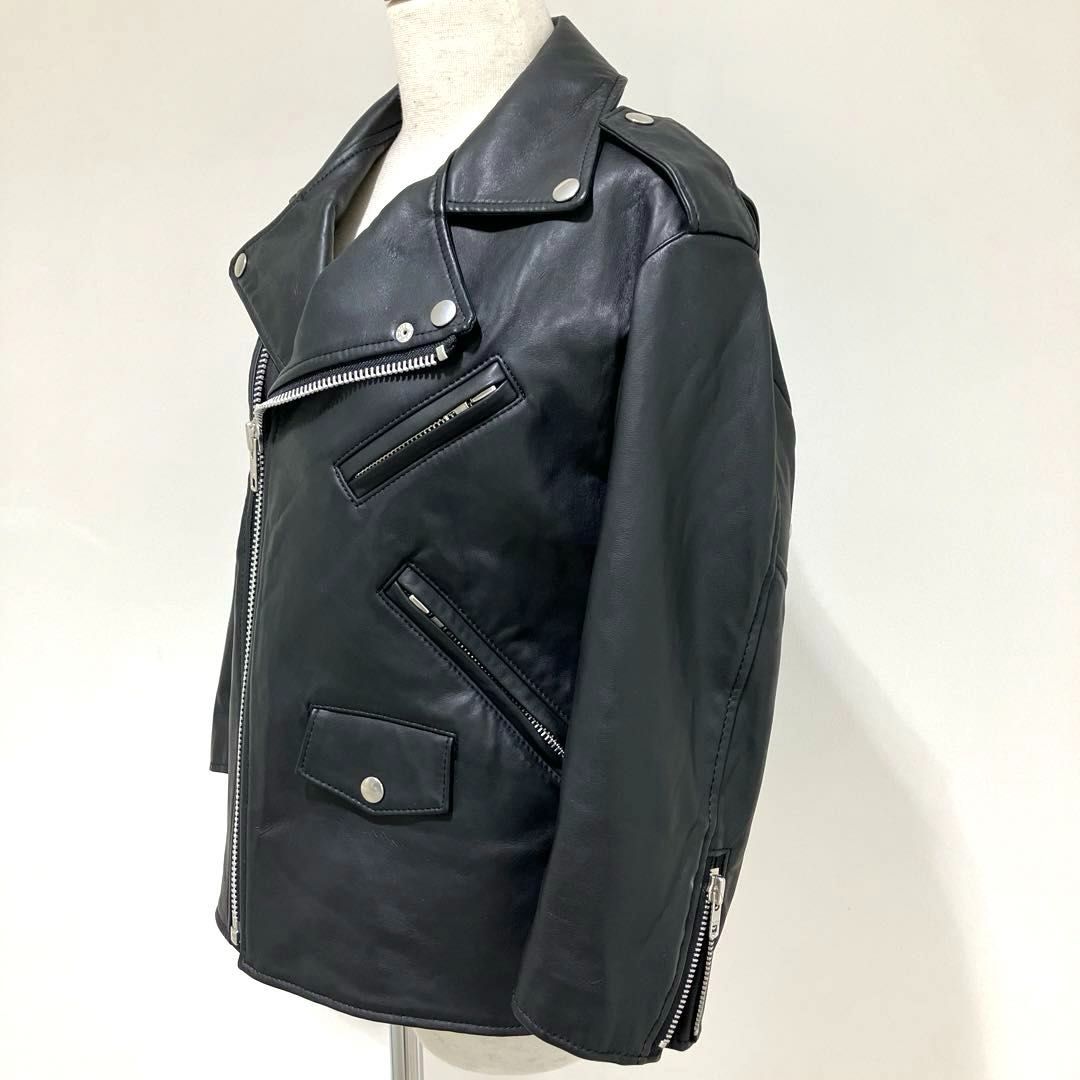 ブラック コムデギャルソン BLACK COMME des GARCONS フェイクレザー 七分袖ライダースジャケット XSサイズ 2011年