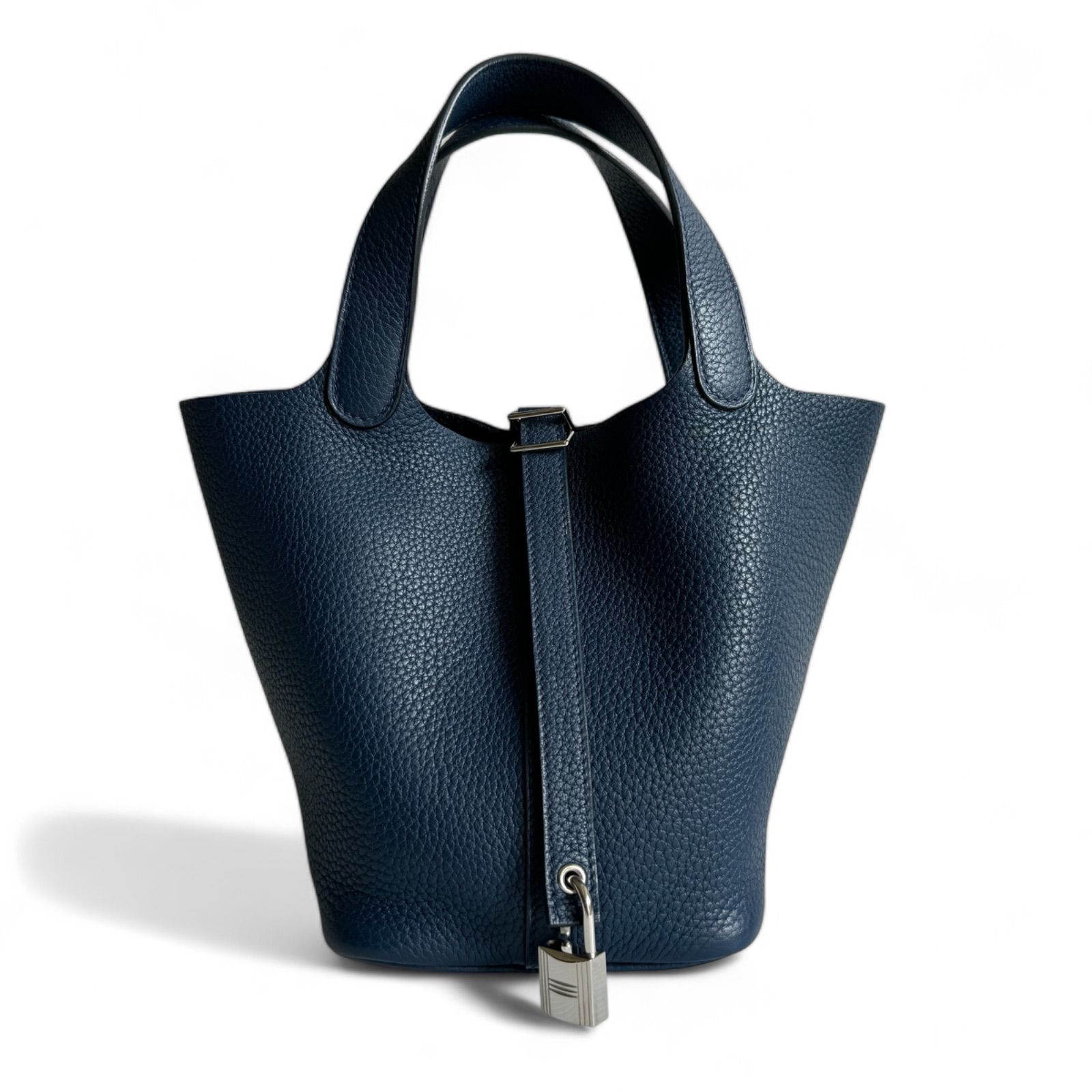 ピコタンロック PM ブルージーン 金具 シルバー エルメス ピコタンロック PM ブルージーン シルバー金具 超美品 【鑑定