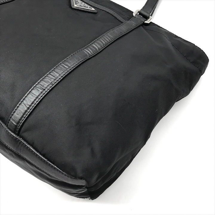 良品 PRADA プラダ 三角ロゴ プレート ナイロン テスート サフィアーノ
