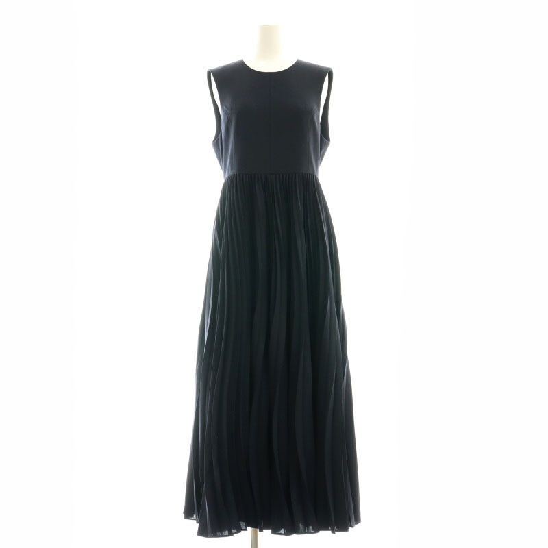 近年モデル プリーツプリーズpleats please ノースリーブワンピース黒 マメクロゴウチ Mame Kurogouchi 22FW Curved Pleated
