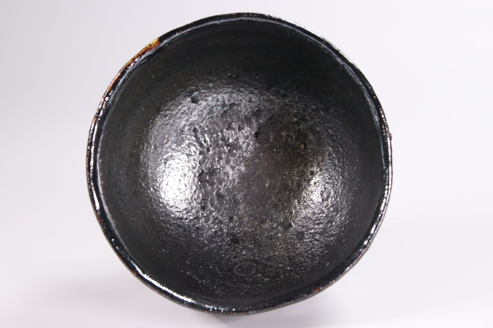 小川篁作 黒楽茶碗12cm 共箱 茶道具 唐物 骨董 古美術 楾 Y85.6