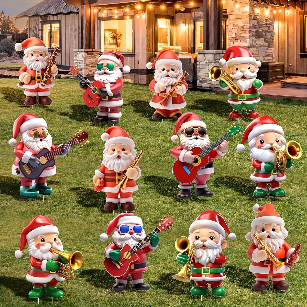 祝祭用12個セット】サンタクロース屋外デコレーション 防水