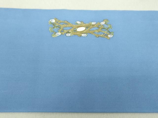 平和屋着物○塩瀬 九寸名古屋帯 作家物 手描き 花鳥文 金彩 正絹