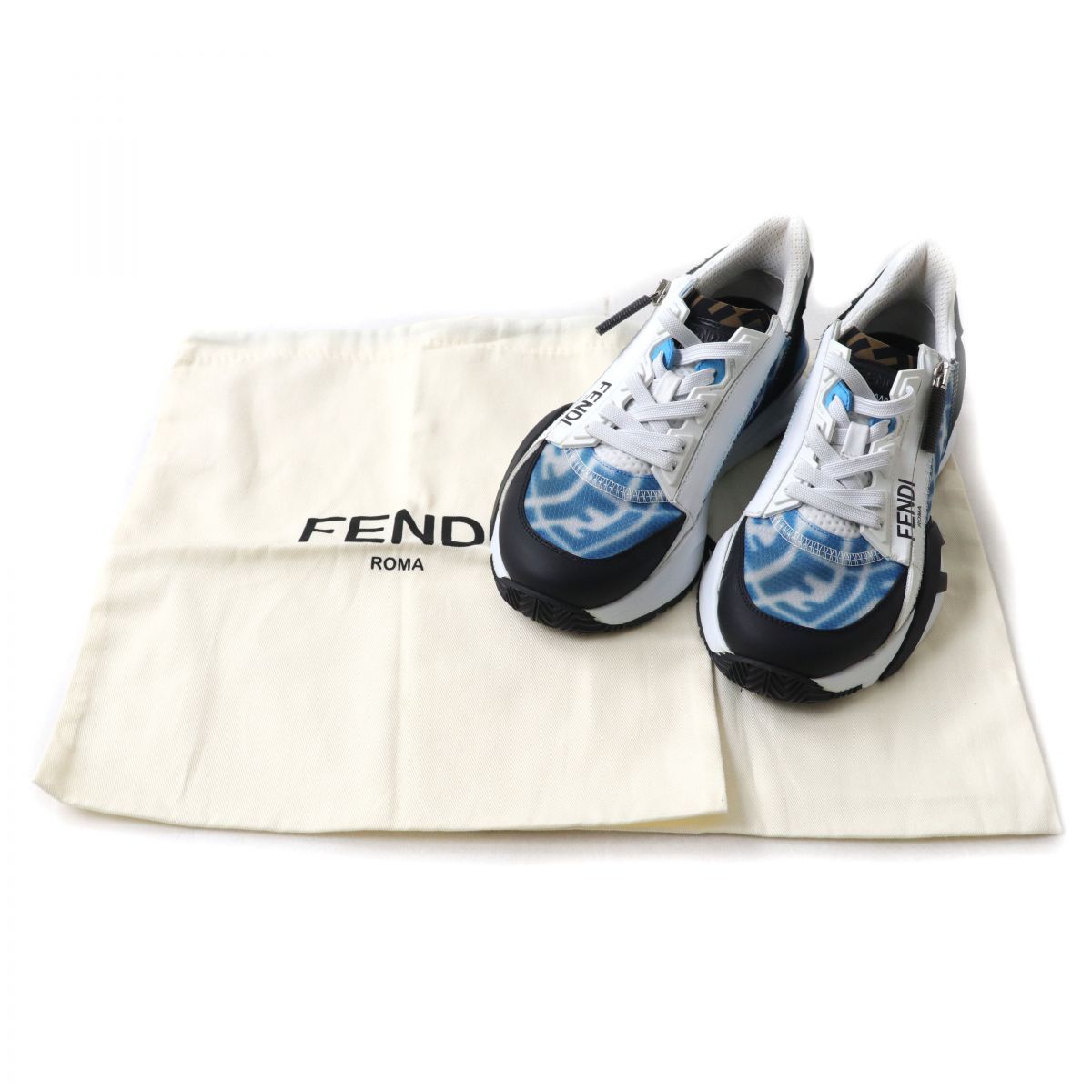 美品☆FENDI フェンディ FLOW ナイロン×スウェードレザー ロー