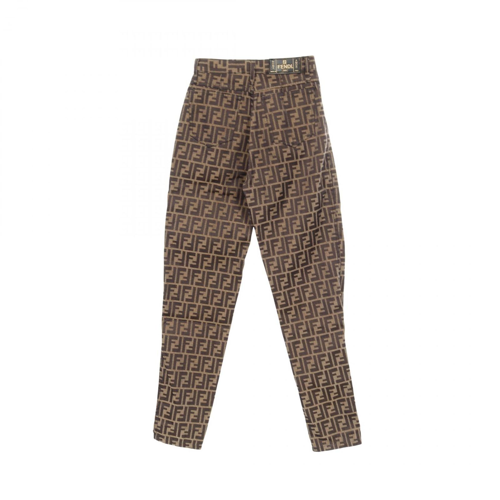フェンディ FENDI パンツ ズッカ柄 ブラウン コットン ズッカ柄パンツ レディース Used B