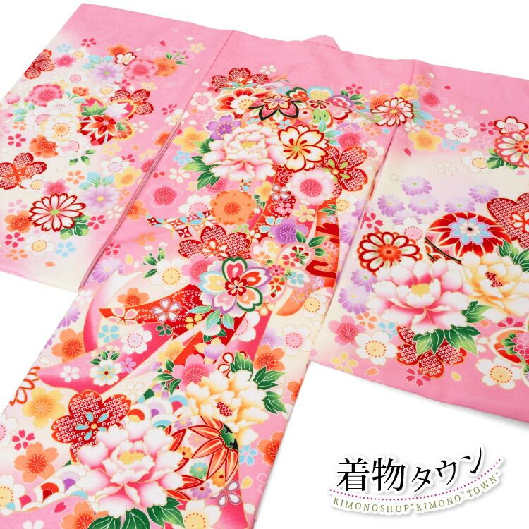 お宮参り 女の子 着物 初着 産着 ポリエステル 毬 桜 牡丹 ピンク 女児 祝着 掛け着 販売 一つ身 hitotsumi-00034