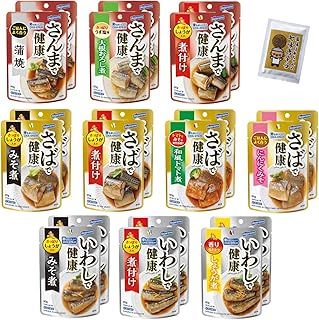 はごろも 健康シリーズ パウチ 人気 ベスト10種x2食 計20食 さば いわし さんま 薬味ばあちゃんの七味唐辛子 10g セット