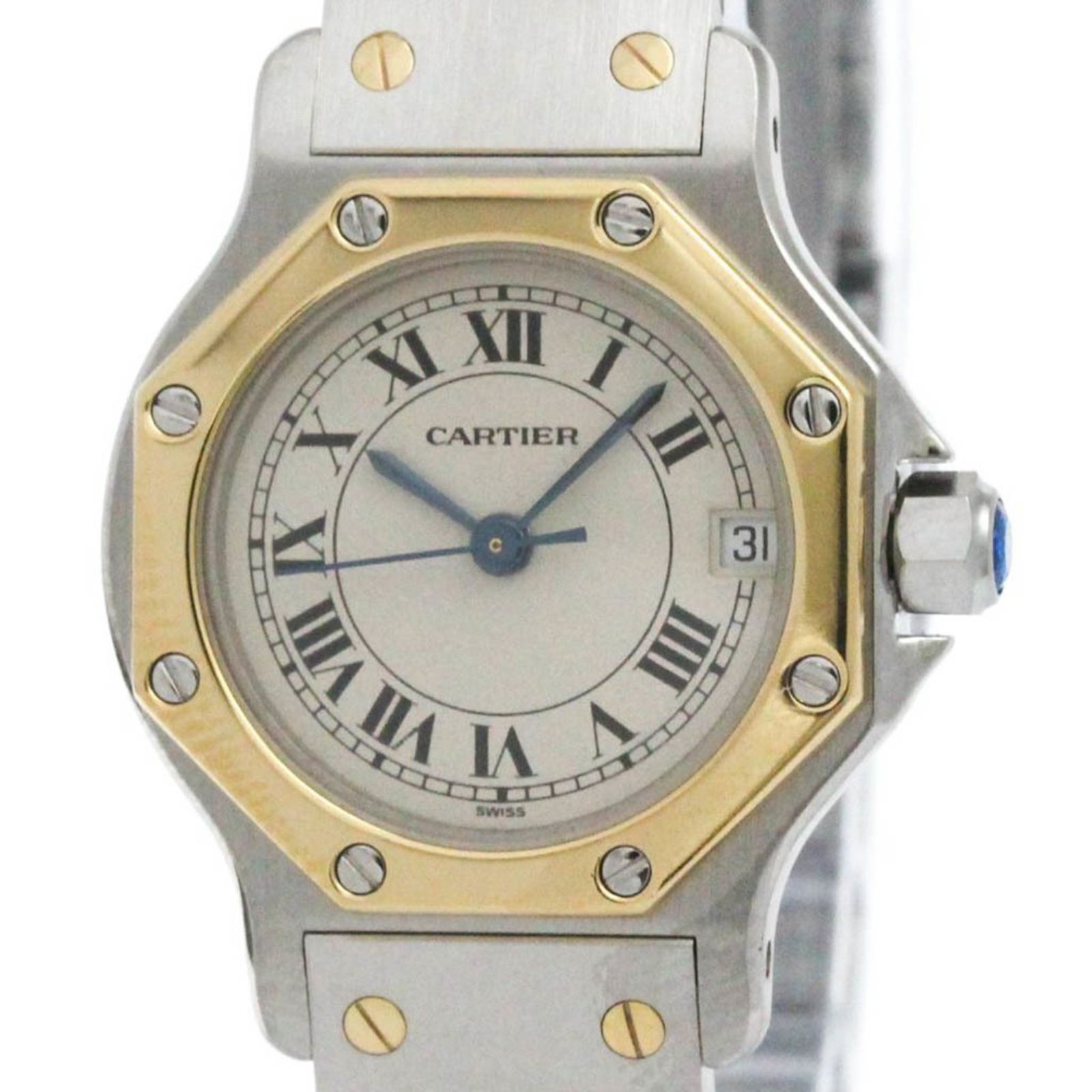 カルティエ CARTIER サントス オクタゴン SM K18 ゴールド ステンレススチール クォーツ レディース 時計 187903 外装仕上げ済み