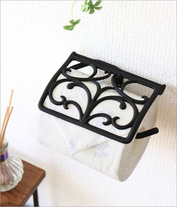 トイレットペーパーホルダー カバー 真鍮 アンティーク エレガント デザイン おしゃれ ブラック 黒 金属製 感 ブラスペーパーホルダー ROCA