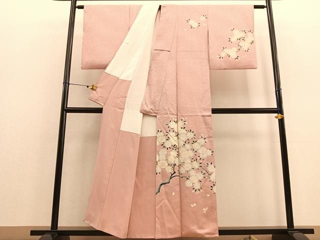 平和屋着物○訪問着 芝に舞桜 正絹 逸品 AAAZ3224np