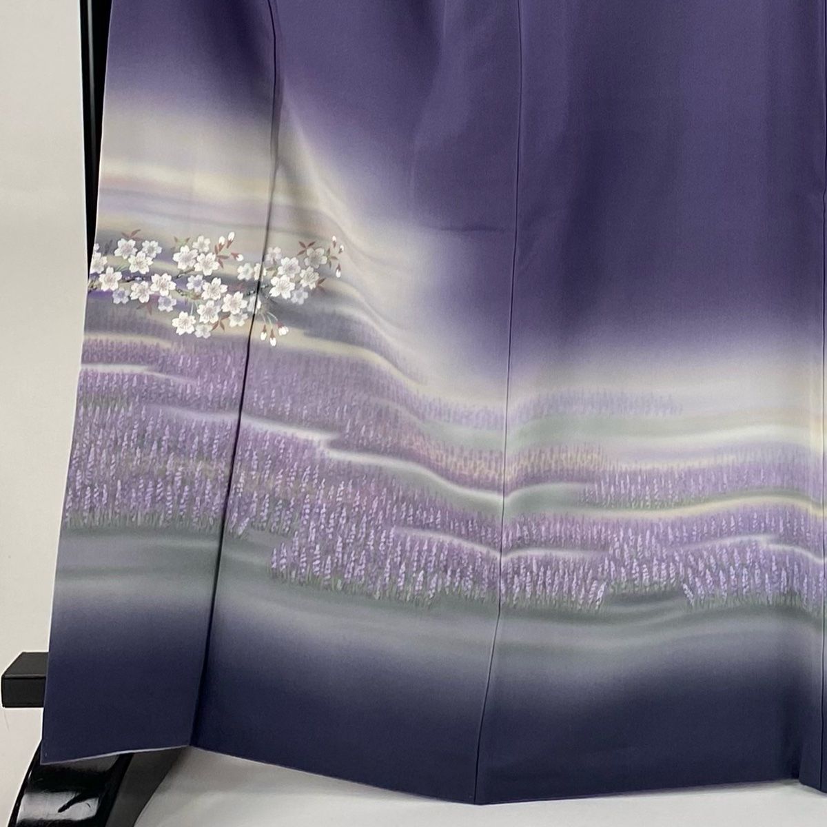 訪問着 身丈166.5cm 裄丈68cm L 袷 落款 桜 ラベンダー ぼかし 薄紫 正絹 秀品