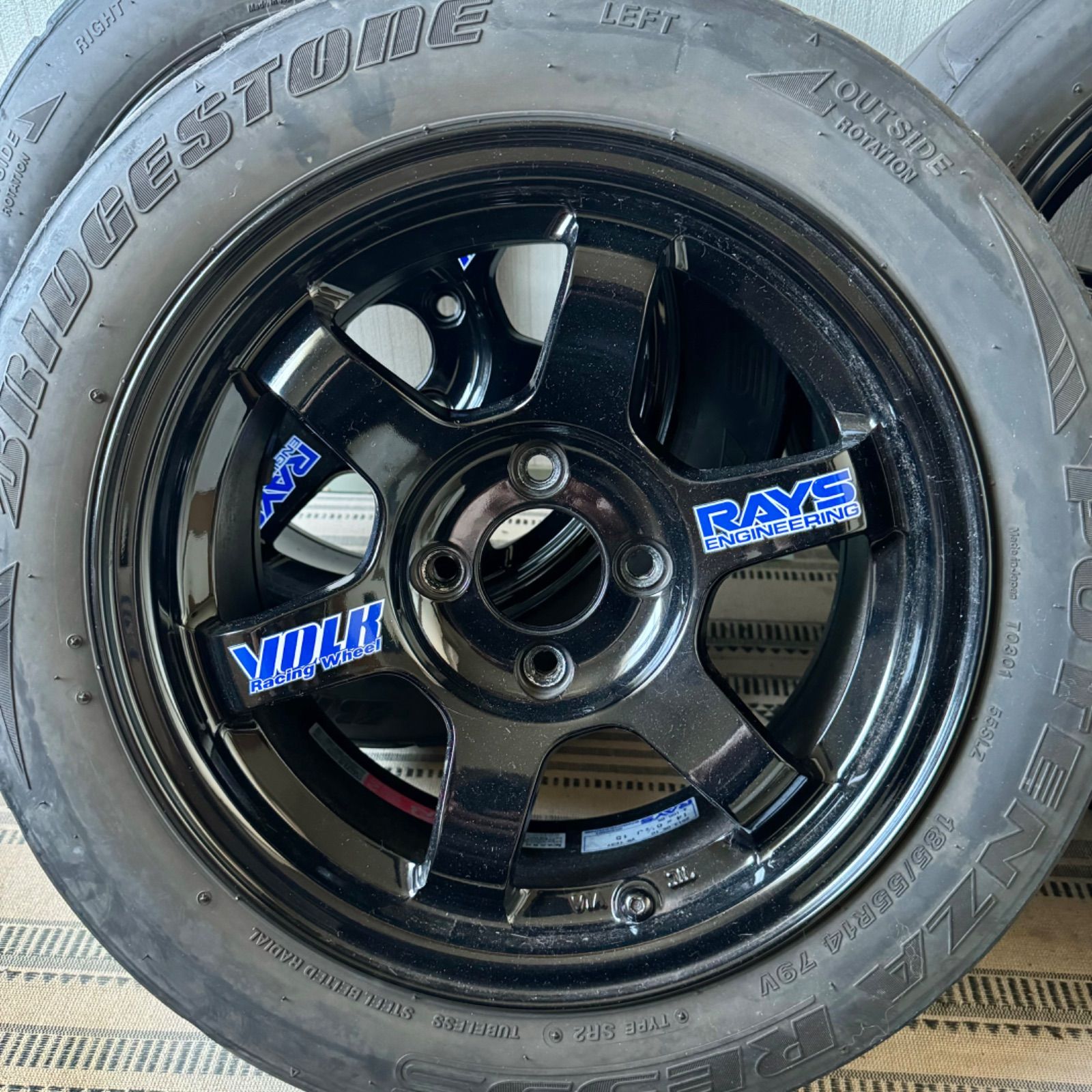 2013年式 rays volk racing TE37 14インチ 6.5j 15 4-100 BK