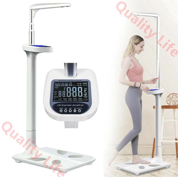 重身長体重計 身長体重測定スケール 高精度の電子デジタル医療用体重計 超音波身長体重計 脂肪分析電子体重計 電子身長体重計 耐荷重200kg 体重|身長|肥満値|BMI測定用 自宅|病院|ジムに最適