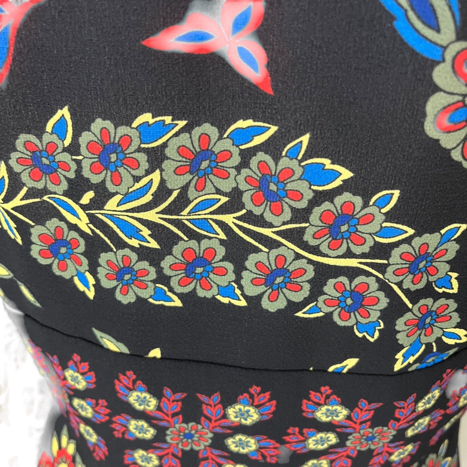 美品 エトロ ETRO フローラル 花柄 ブラック ロング、マキシ  