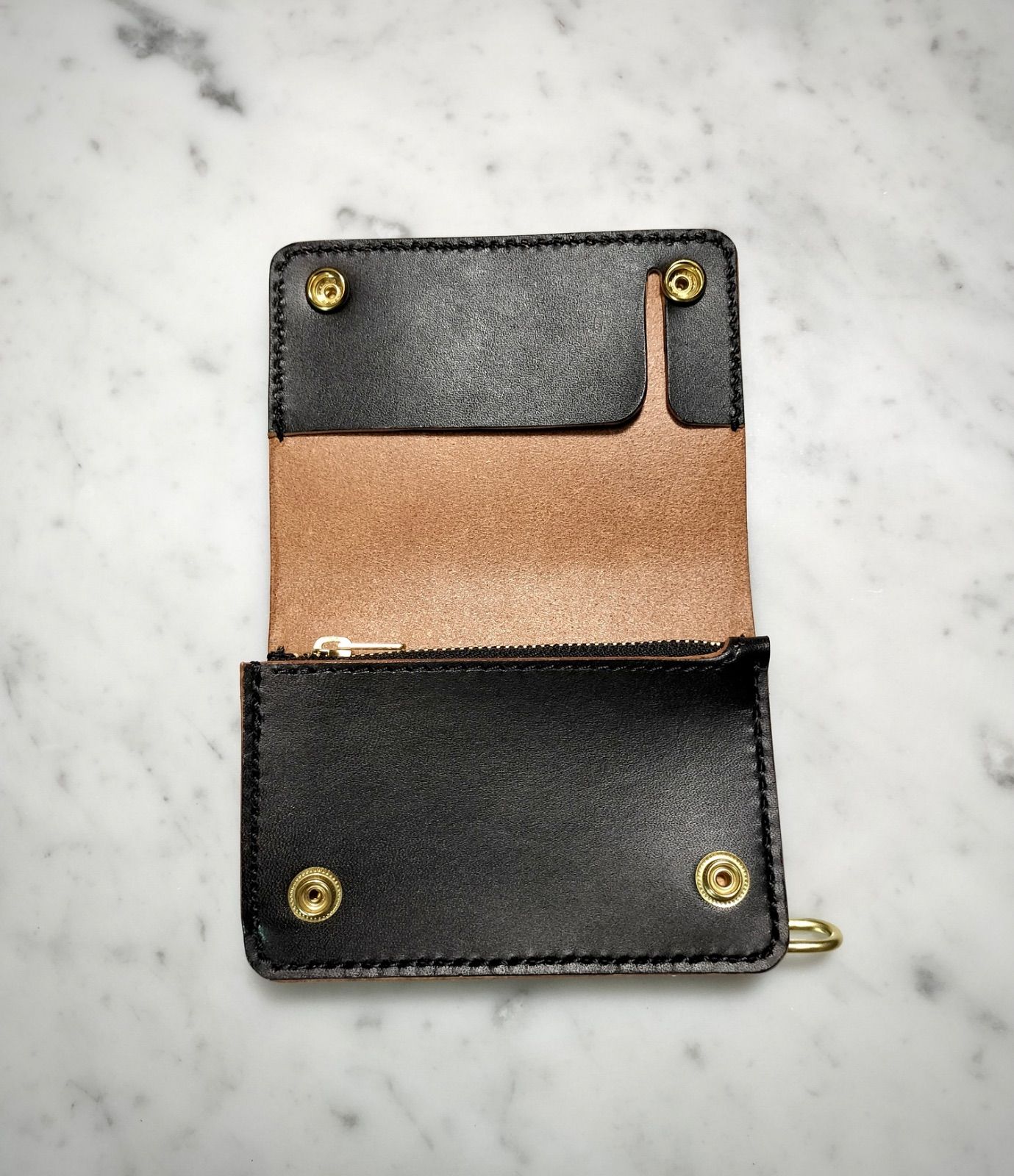 もとまち　ミドルトラッカーウォレット　栃木レザーブラック　真鍮 もとまち ミドルトラッカーウォレット 栃木レザーブラック 真鍮 ①