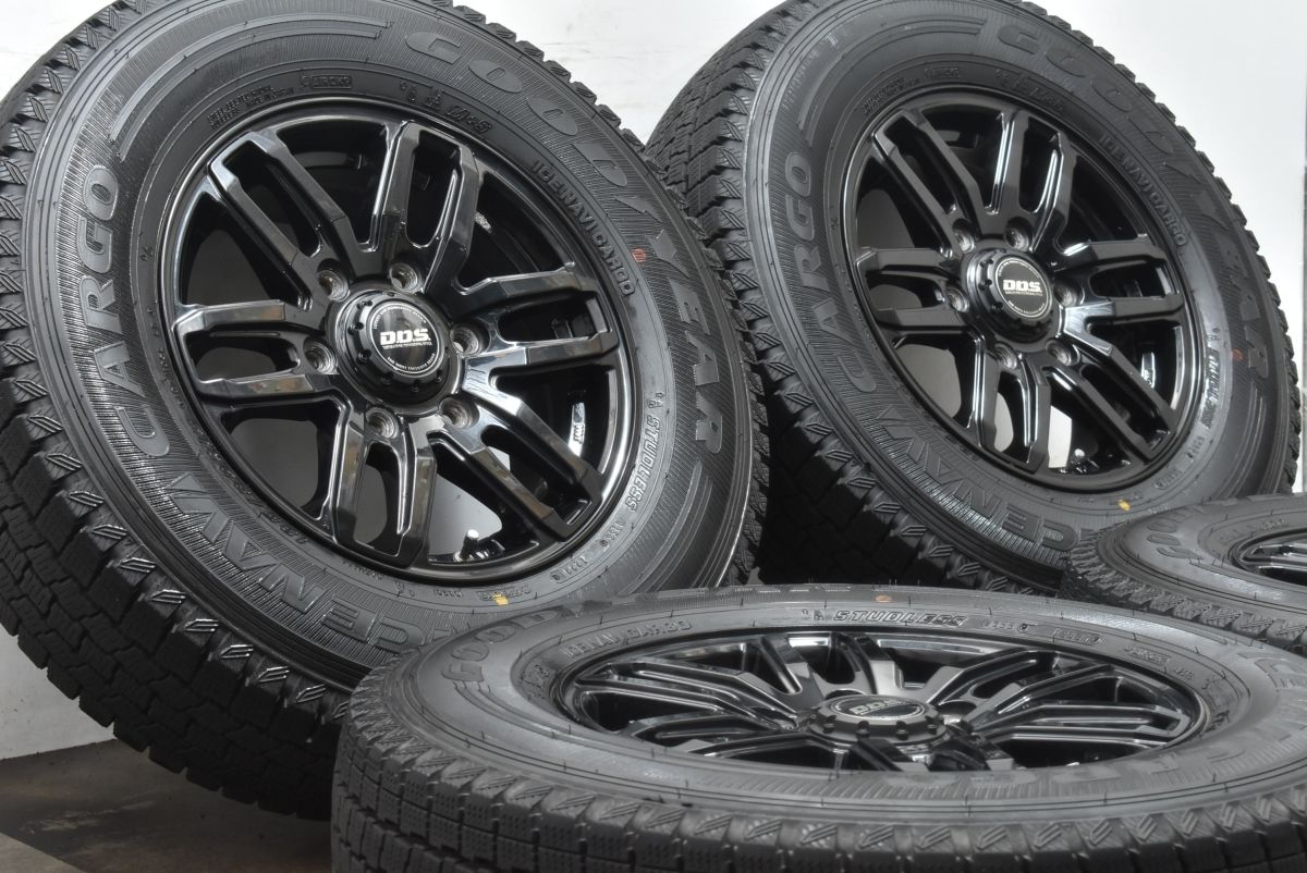 バリ溝 DOS RT6 15in 6J 43 PCD139.7 グッドイヤー アイスナビ カーゴ 195 80R15 NV350キャラバン ハイエース レジアスエース