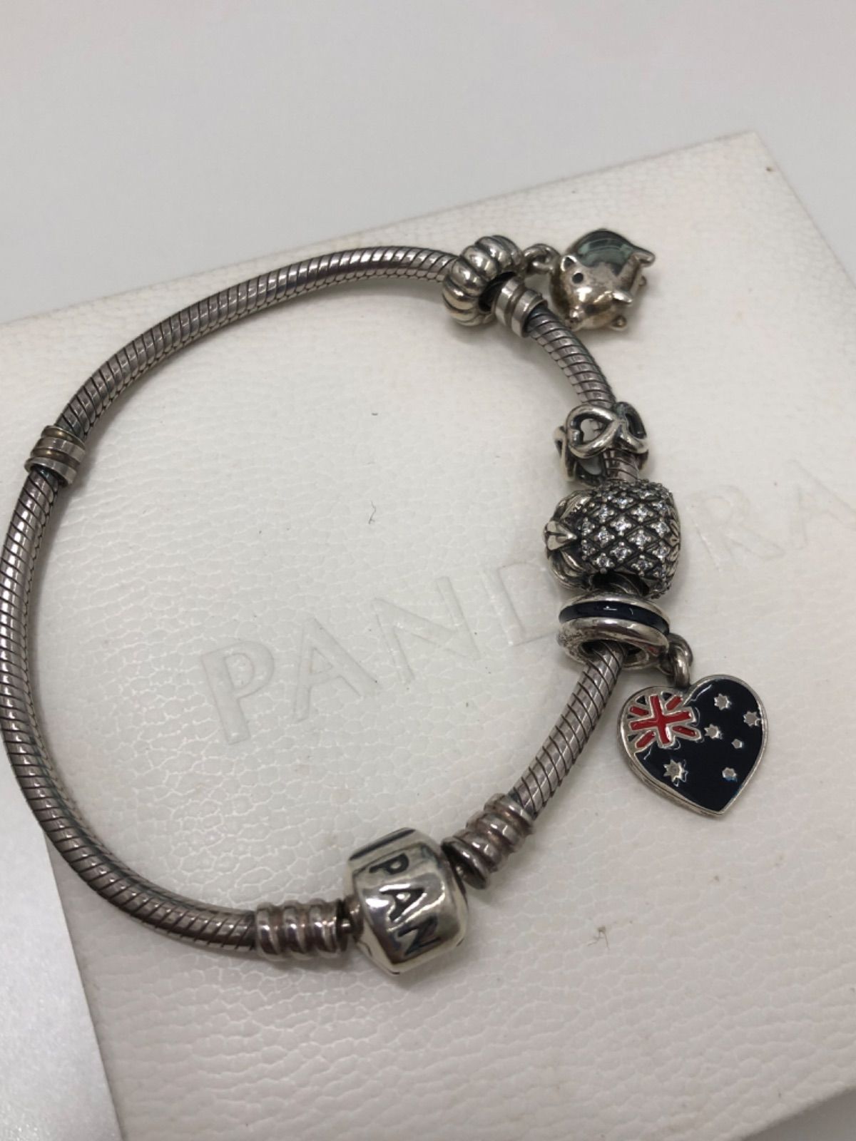 【美品】Pandora⭐︎チャーム4点 PANDORA風♪チャーム付ブレスレット【No.118】 ブレスレット
