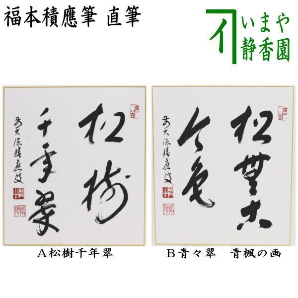 茶器/茶道具 色紙】 直筆 松樹千年翠又松無古今色 福本積應筆