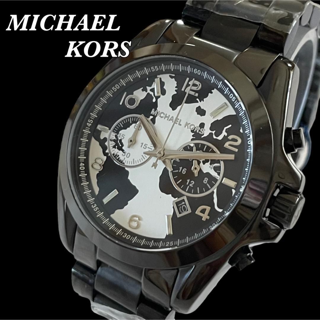 新品・未使用】マイケルコース メンズ腕時計 限定版 白黒 地図 クロノ ...