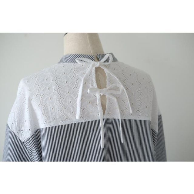 sosotto (ソソット) | レースヨーク切替ブラウス (black x