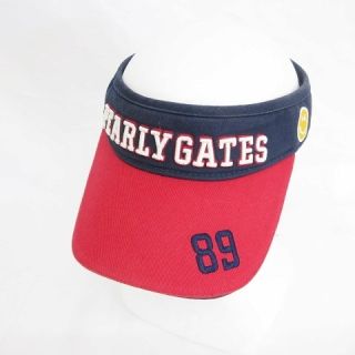 パーリーゲイツ PEARLY GATES ゴルフ 帽子 バイザー サンバイザー ロゴ ニコちゃん 刺しゅう 綿 コットン ネイビー レッド 紺 赤 FR 
