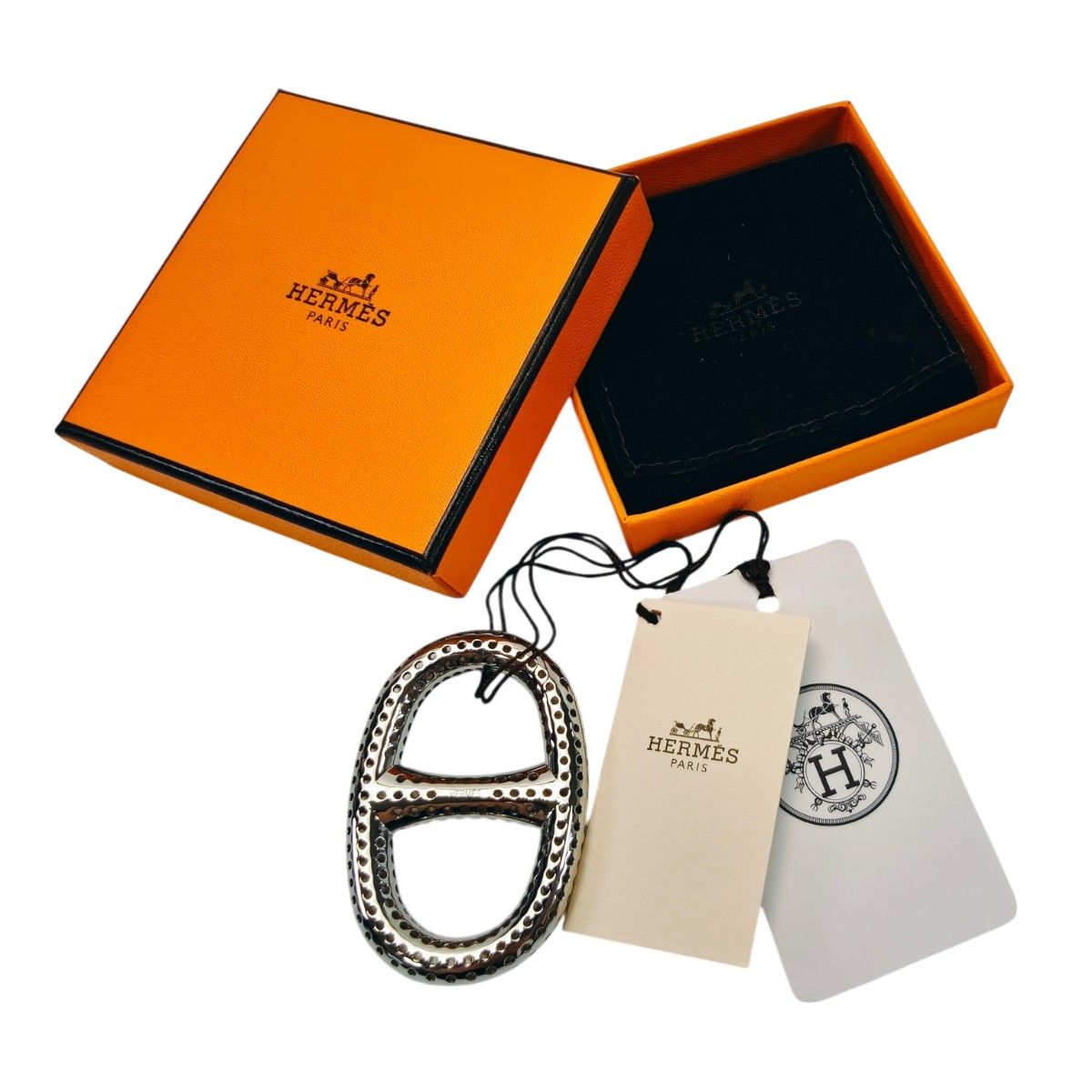 HERMES シェーヌダンクル スカーフリング シルバー 9749 HERMES エルメス ペルフォレ シェーヌダンクル スカーフリング