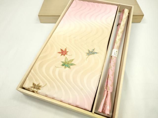 平和屋着物●和装小物 帯締め 帯揚げセット 楓文 暈し染め 金銀彩 ♥ CAAZ6040ju