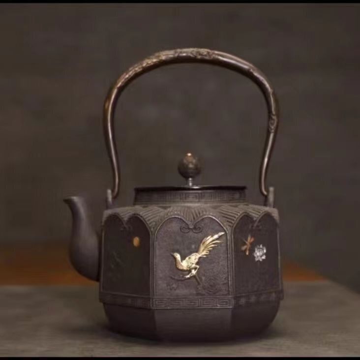 入手困難 鉄器 鋳鉄製 老鉄瓶 提梁壺 茶道具対応 鉄やかん 鉄分補給 鉄びん 1200ml