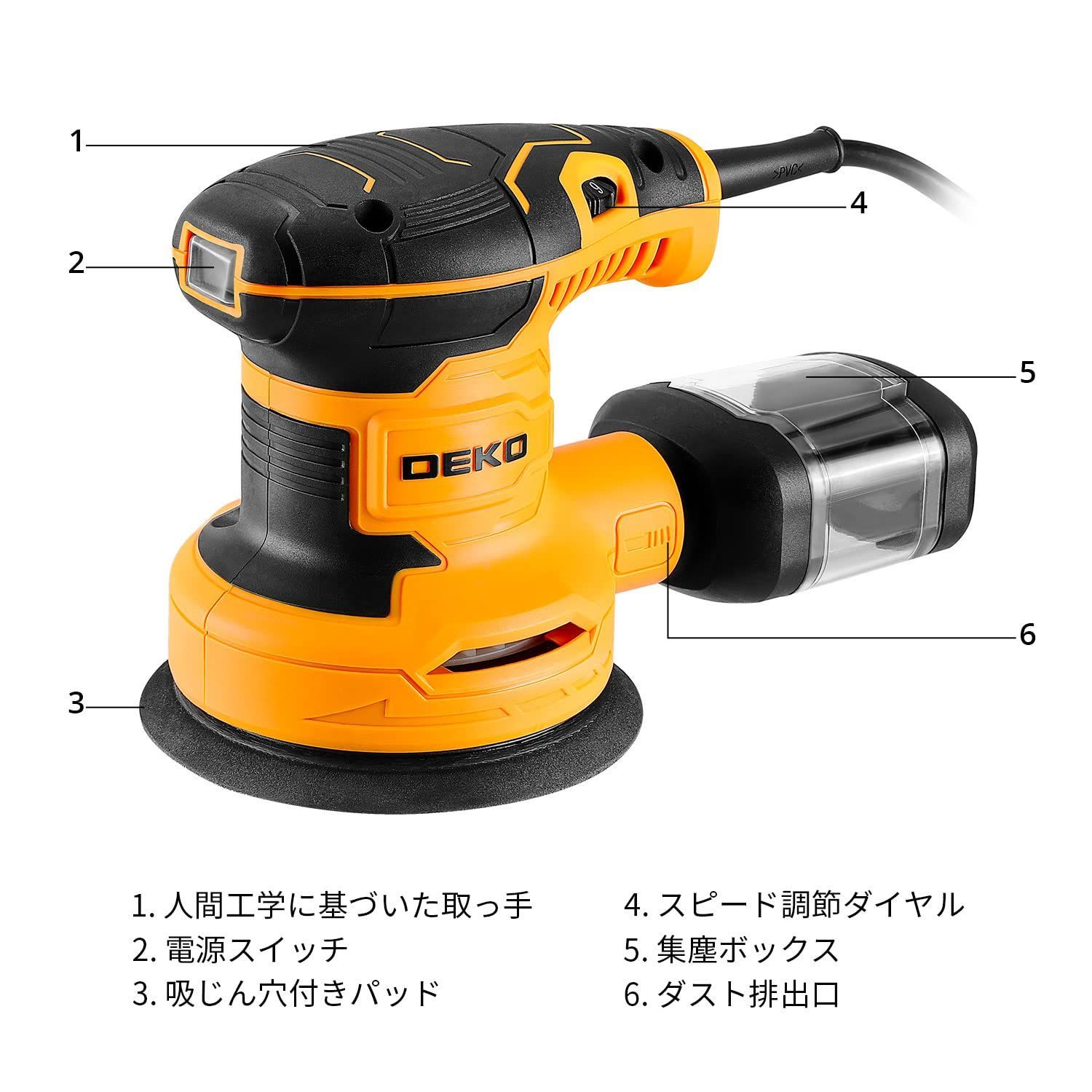 電動サンダー 14000RPM 集じん機能付 サンドペーパー 300W 16枚 電動サンダー 14000RPM 集じん機能付 サンドペーパー 300W 16枚