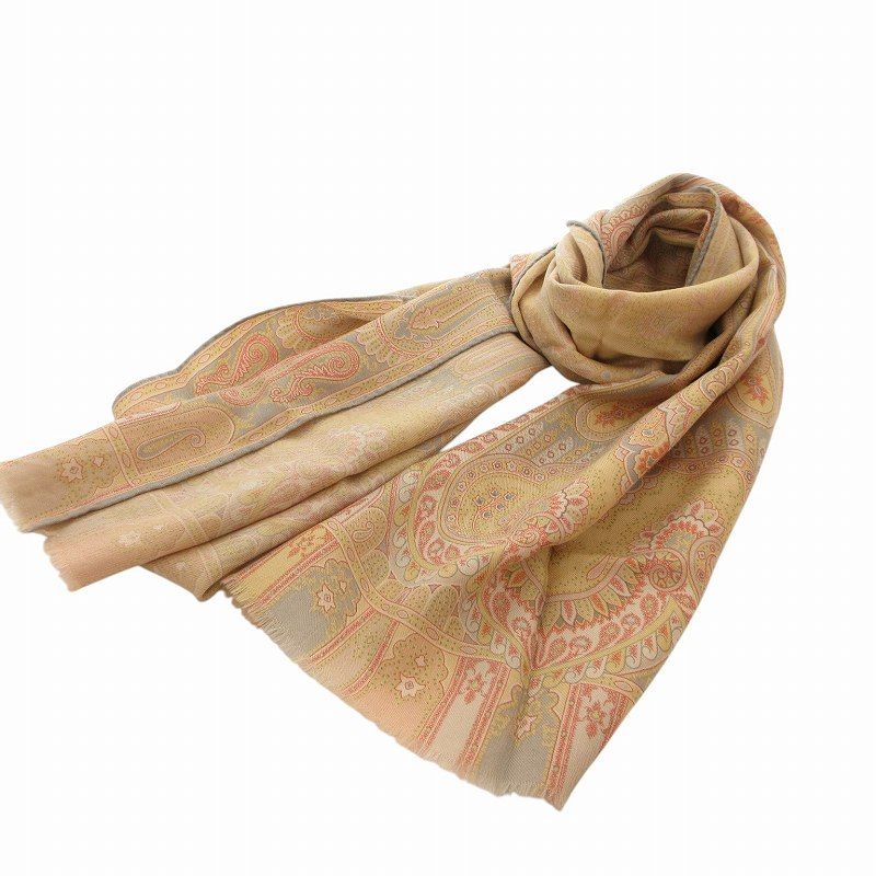 エトロ ETRO 美品 スカーフ ストール ペイズリー 総柄 カット