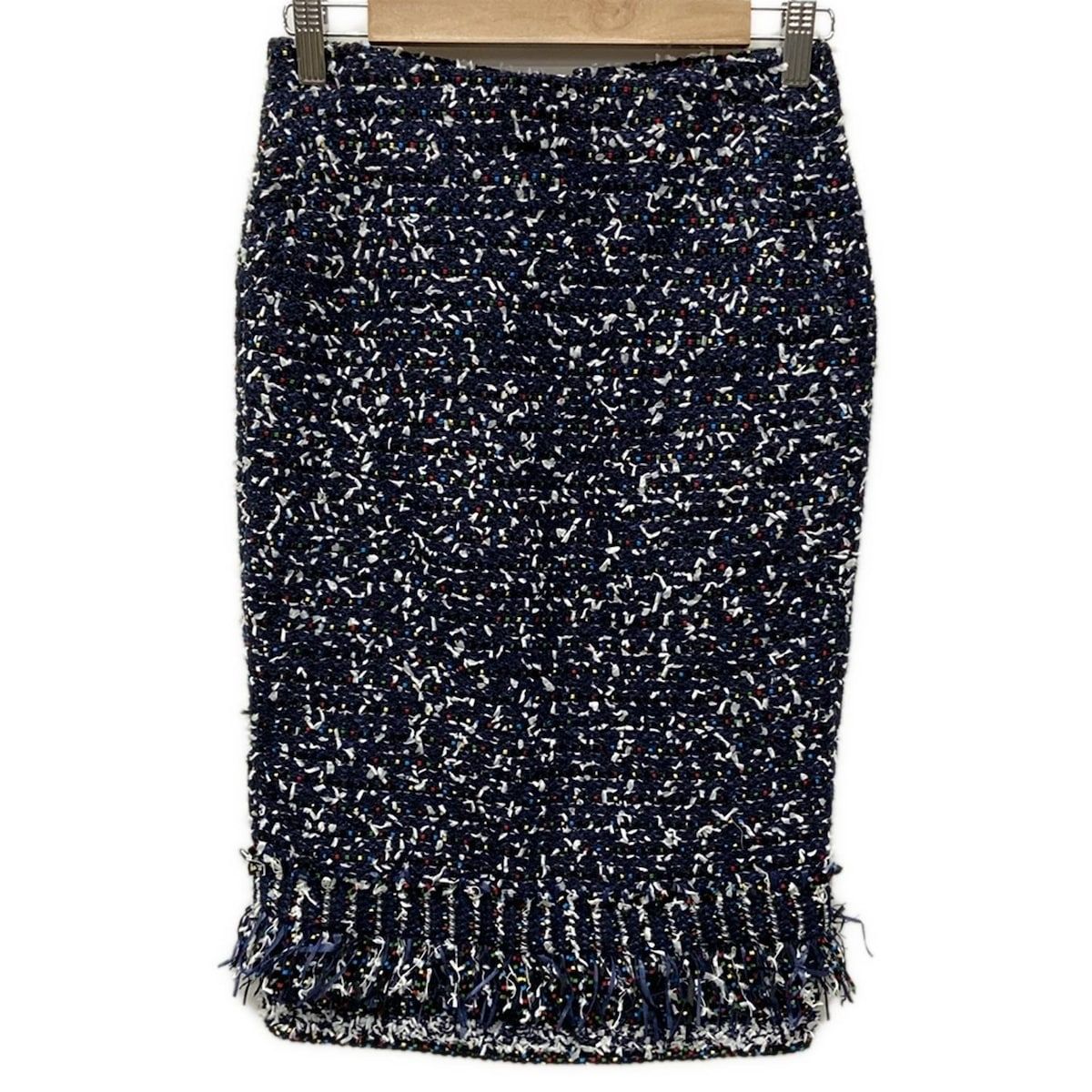 Coohem コーヘン スカート サイズ36 S レディース - ダークネイビー×白×マルチ ひざ丈 yonetomi