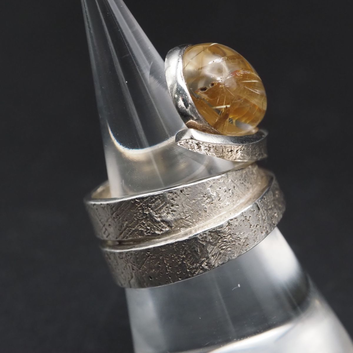 C825 ルチルクォーツ SILVER GALLA刻印 リング デザイン