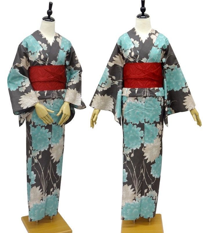 浴衣 レディース 京舞×朝比奈 彩 浴衣 浴衣単品 (濃グレー