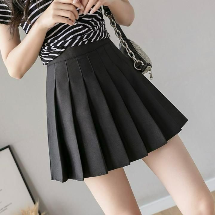73%OFF!】レディース プリーツスカート ショート 黒 かわいい M 学生 韓国 ミニスカート