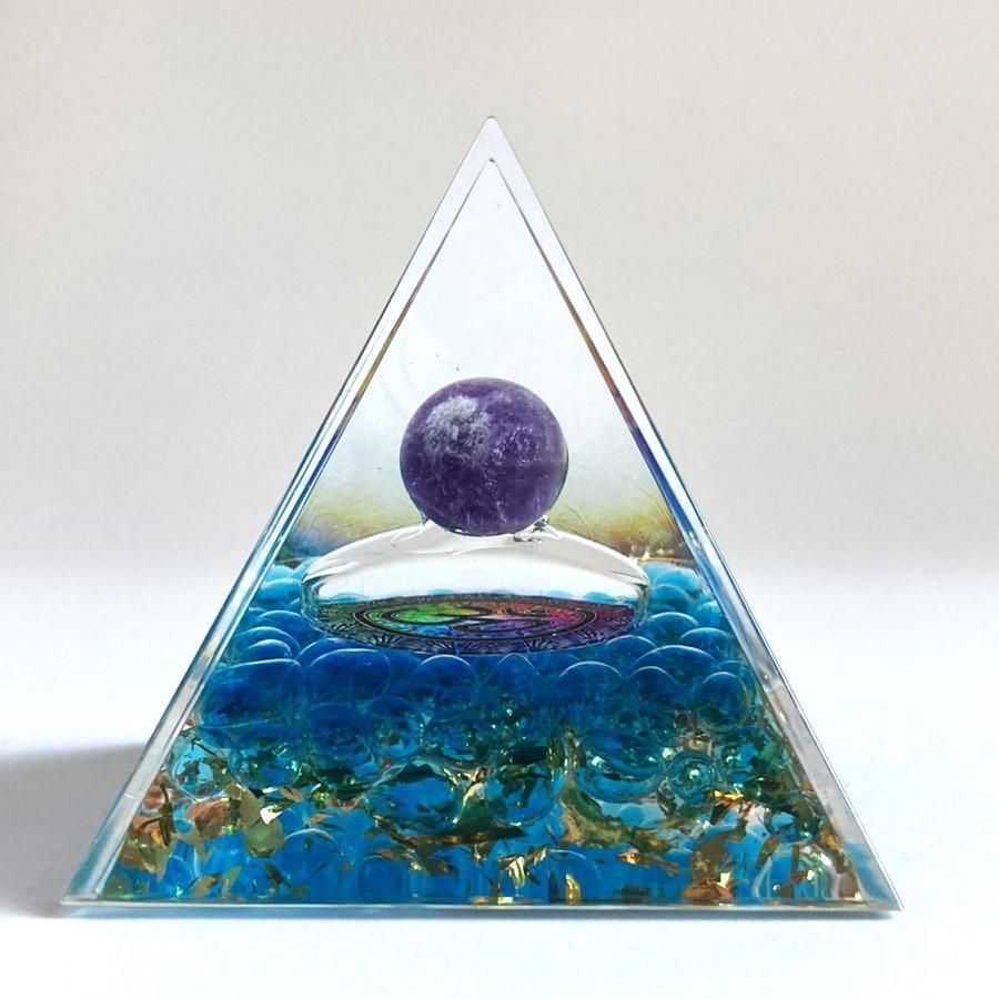 SHOPS】開運 オルゴナイト ピラミッド 健康 金運 アメジスト 癒し 浄化