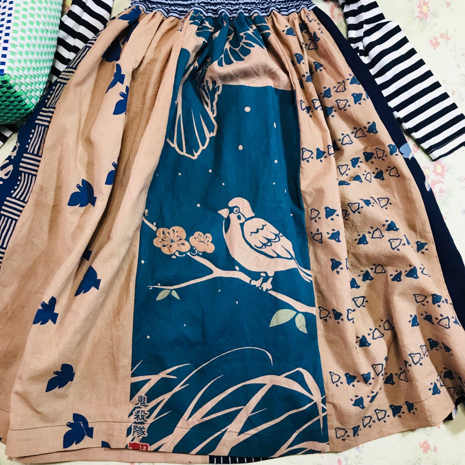 着物リメイク　古布リメイク　手ぬぐい　柿渋染　ジャケット　単衣 832f7b66221bb2a5897f68992608ba
