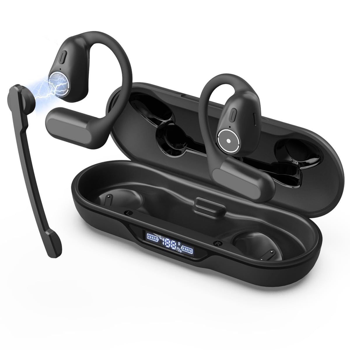 Bluetooth ヘッドセット どこでも安心会議 脱着式マイクでクリアな通話を実現 Bluetooth5.4 通話用イヤホン 全方向性マイク ENCノイズキャンセリング ミュート機能 取り外し 左右耳使用 耳掛け Type-C 急速充電 IPX防水