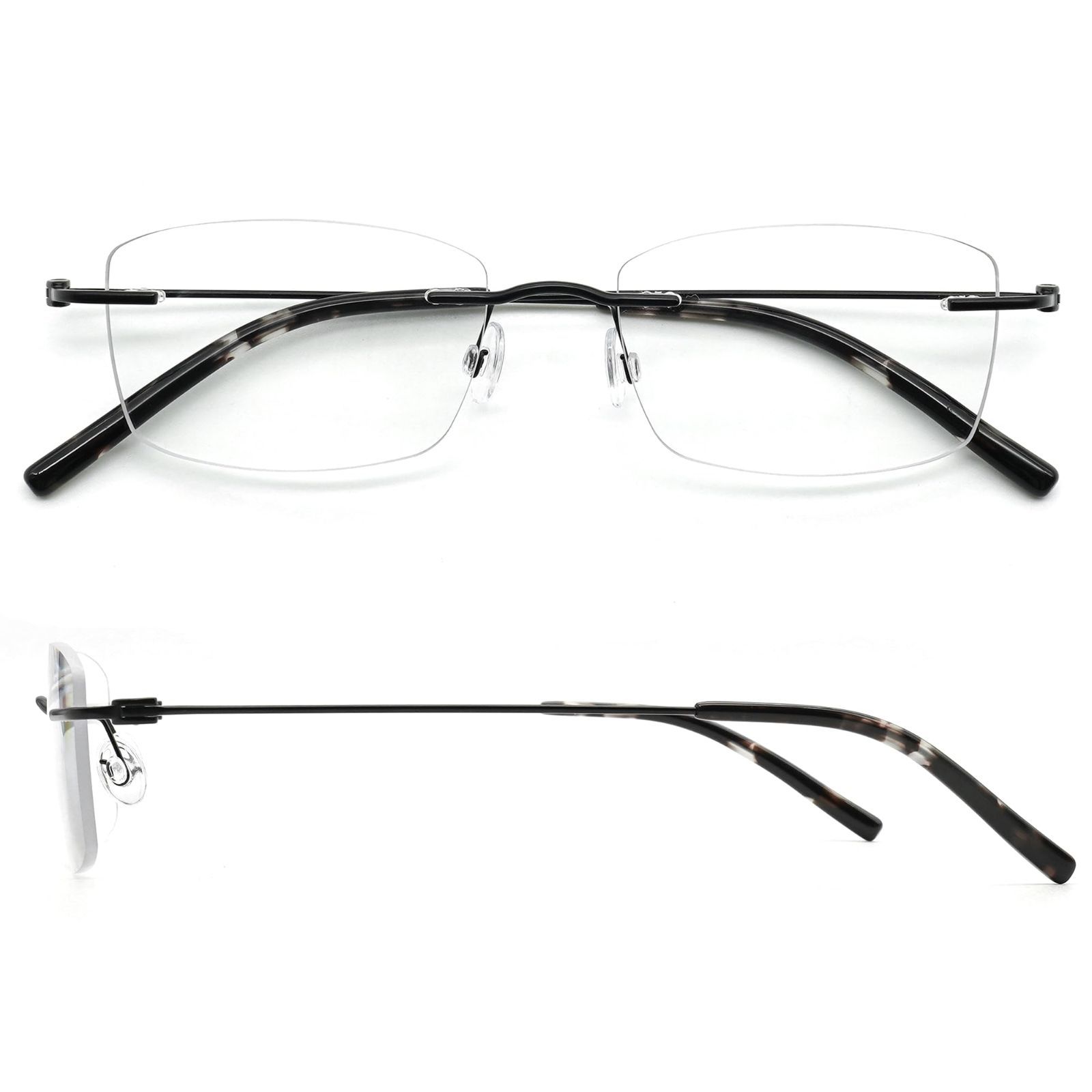 Color ブラックマット_Size 度数 2.00 eyeforyou 老眼鏡 フチなし 超軽量 ツーポイント リーディンググラス ブルーライトカット I4U-R1001 ブラックマット 2.00